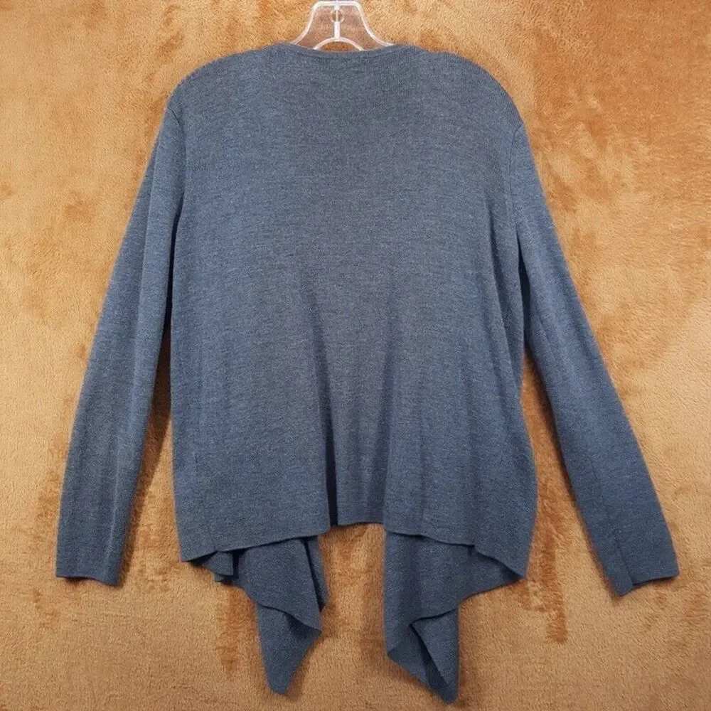 REISS Sweater Womens Medium Gray Open Draped Cardigan Merino Wool Blend - Picture 4 of 8